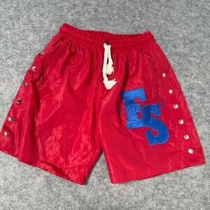 Extravagant Studios Mens Snap Up Red & Blue Drawstring Athletic Shorts-Large ￼